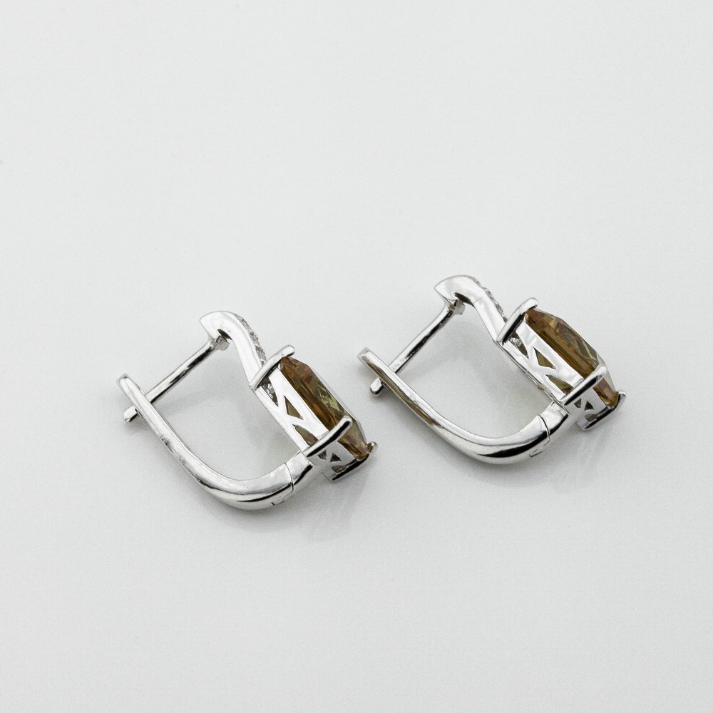 Срібні сережки Квадрати з султанітами та фіанітами 3202031