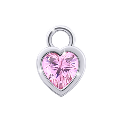 Срібні подвескік сережок Серце сяюче з рожевим фіанітом (2 шт) 929572200611050, Рожевий