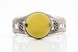 Серебряный браслет жесткий с круглым желтым янтарем 15199, Желтый
