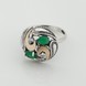 Серебряное кольцо с зелеными фианитами с золотыми накладками к518ф, 18,5 размер