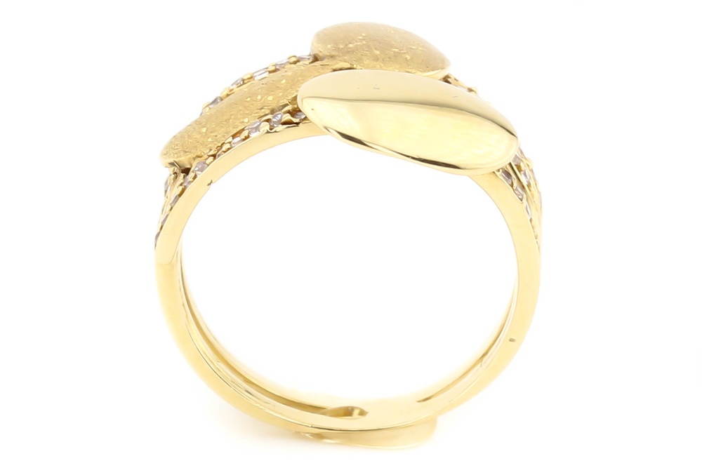 Золотое кольцо желтое Овалы с белыми фианитами КК11398, 17 размер, 17, Белый