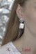Срібні сережки-підвіски квадратні з річковими перлами бароко (Ромб та Перли) Арт. ms324, Перламутровий