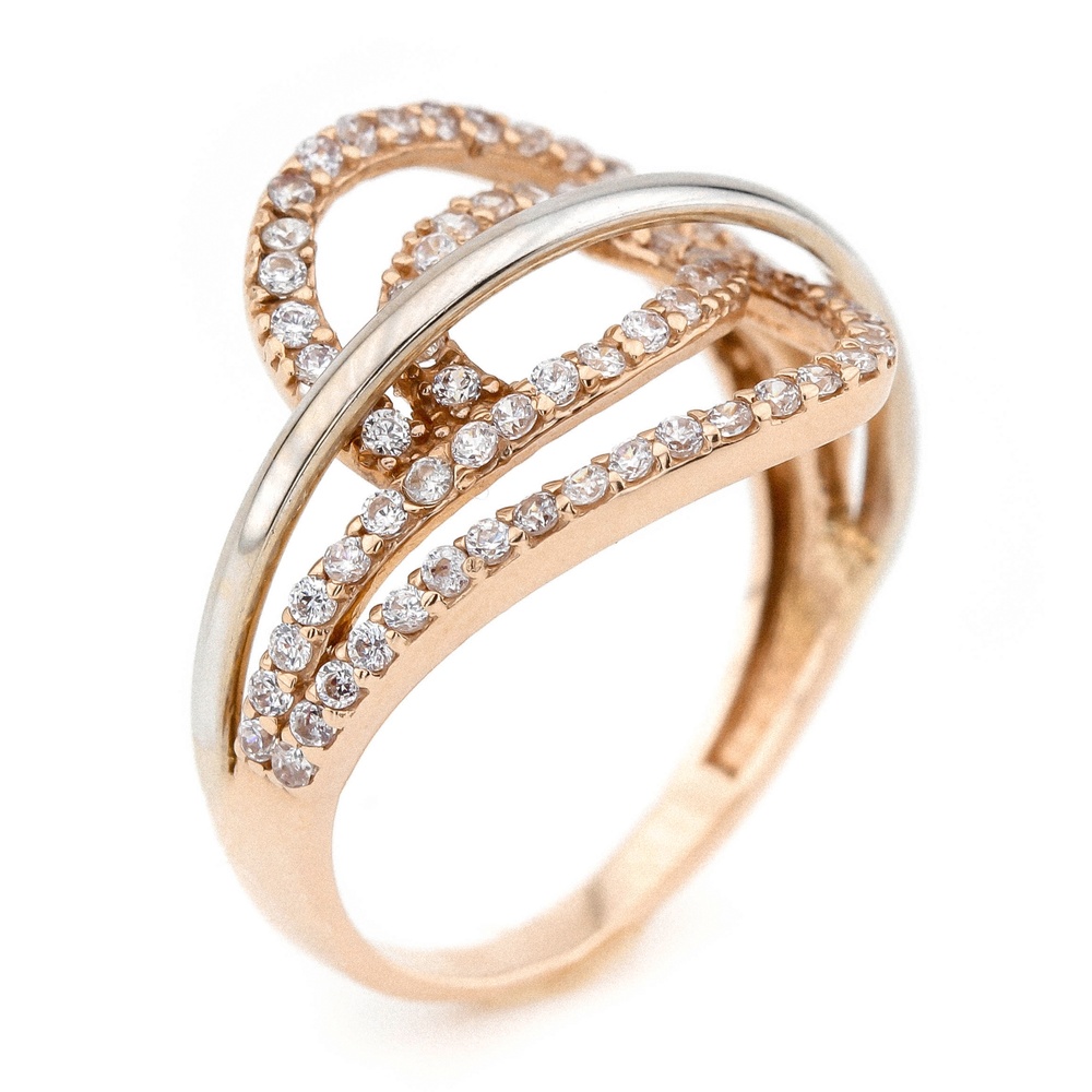 Золотое кольцо Фигурные дорожки с фианитами КК11194, 19 размер, 19, Белый