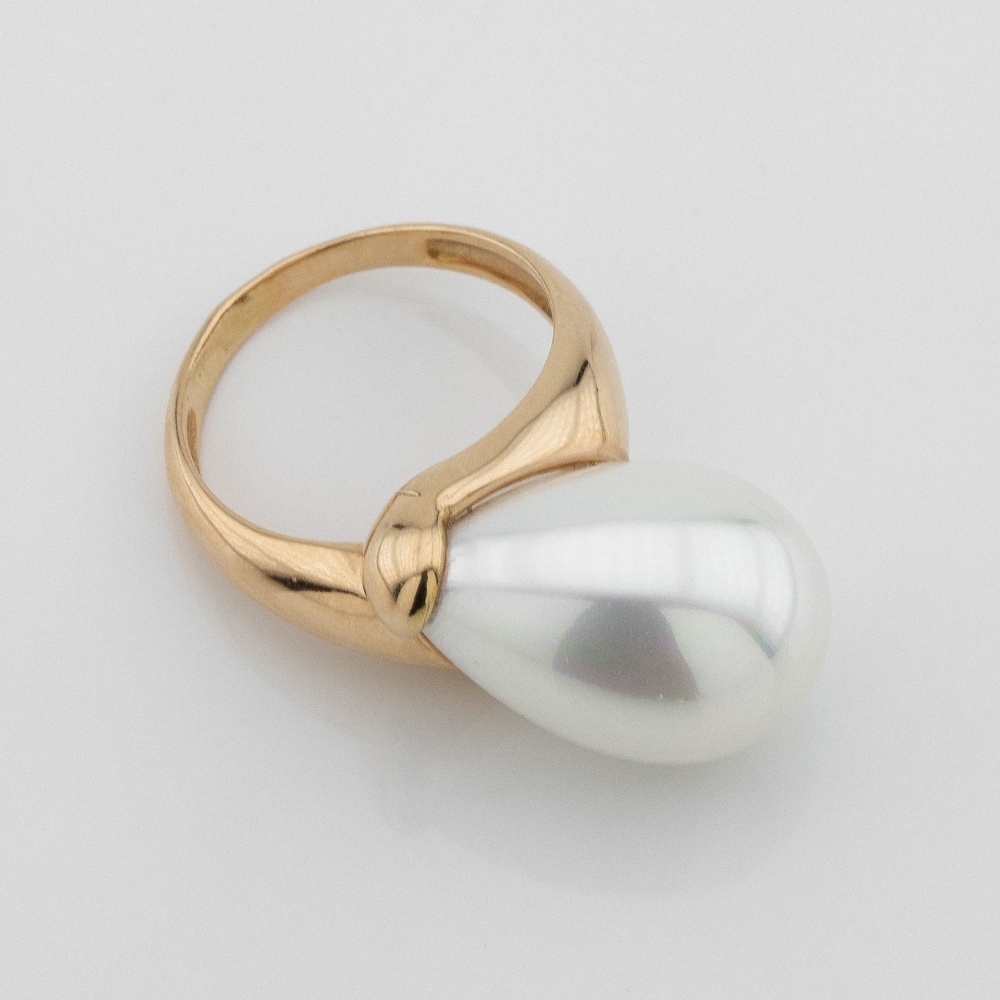 Золотое кольцо Капля с жемчугом 11448, 17,5 размер