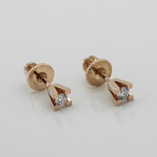 Золотые серьги-гвоздики с бриллиантами 511634-1