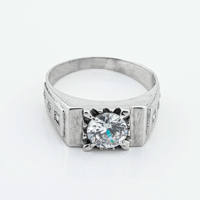 Мужское серебряное кольцо с фианитами 6013-4, 22 размер