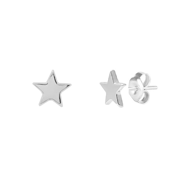 Срібні сережки пусети (гвоздики) "Зірка" без вставок, ms365