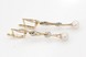 Золотые длинные тонкие серьги-висюльки с жемчугом и фианитами 12313а, Белый