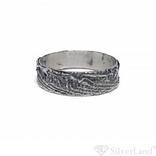 Серебряное обручальное кольцо Sacrament с чернением фактурное 1150/EJ