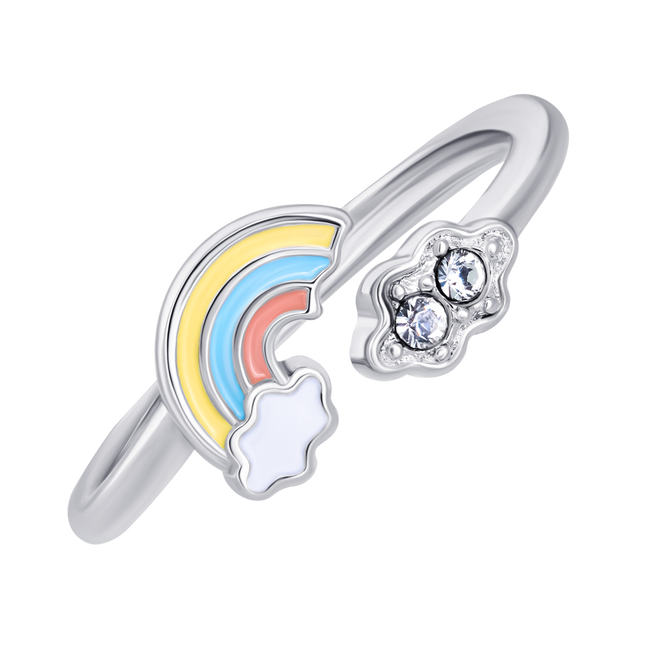 Детское кольцо Радуга с разноцветной эмалью и фианитами 1195425006051701, Желтый, UmaUmi Magic
