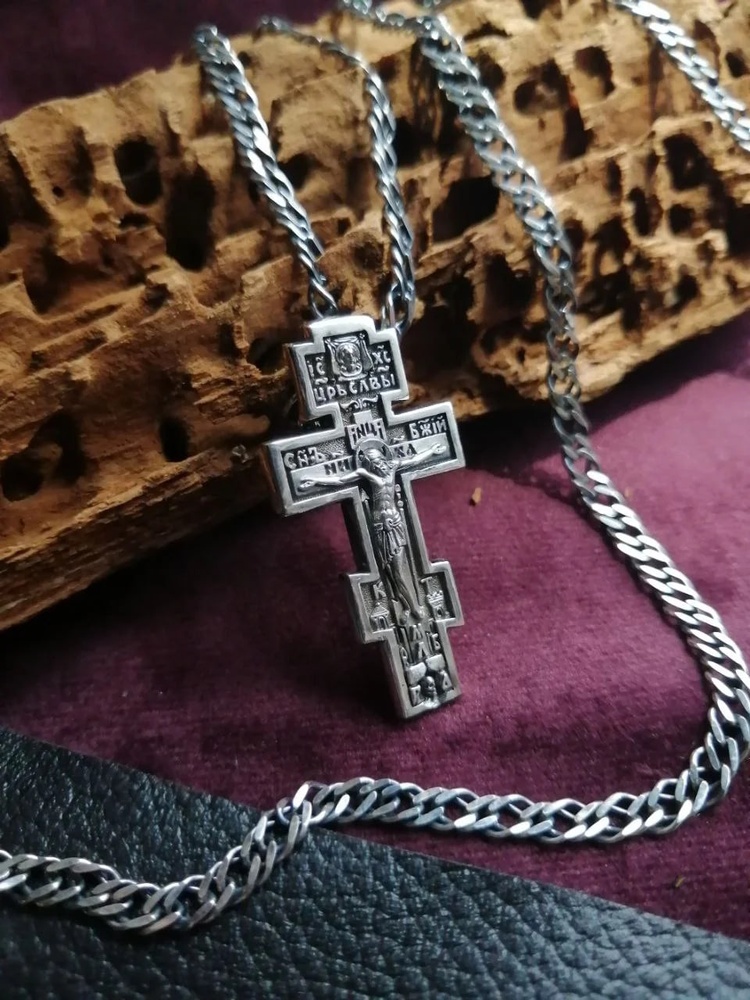 Срібний хрест натільний Восьмиконечний з чорнінням ксч002/2-DR