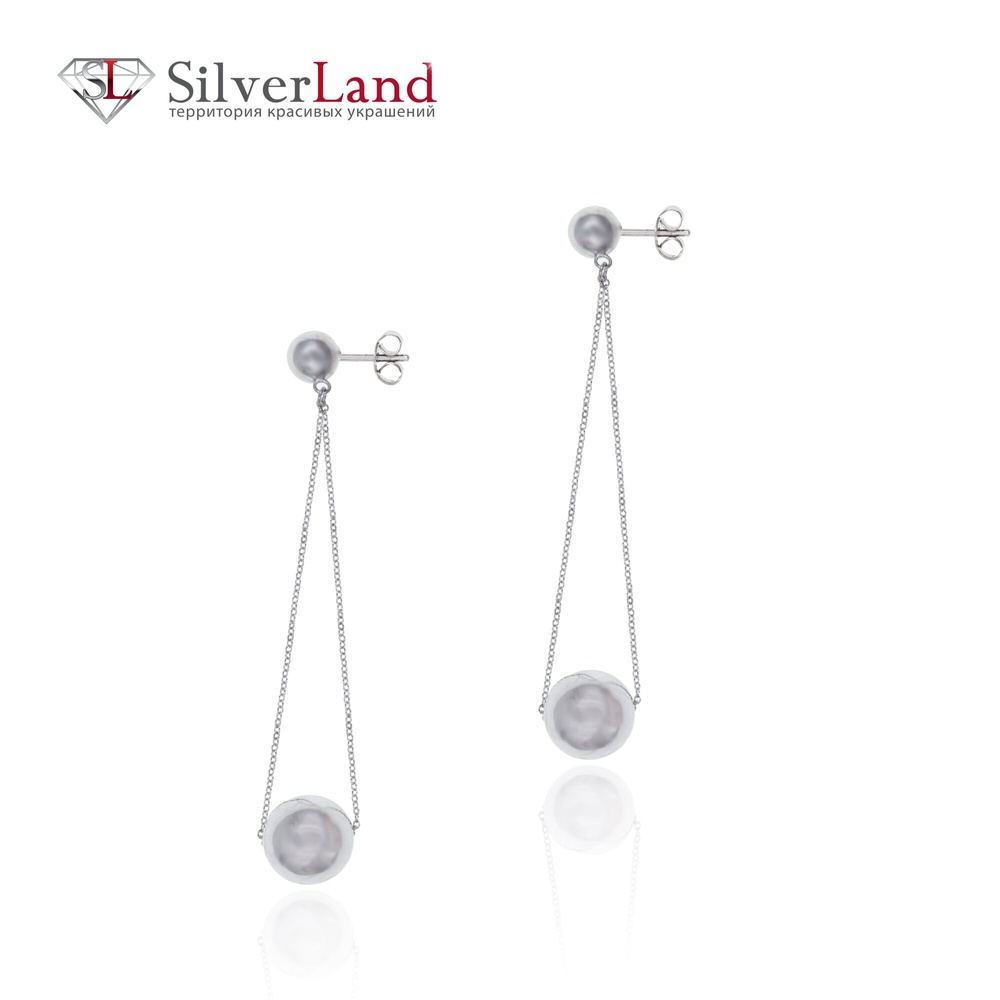 Срібні сережки довгі підвіски "Куля на ланцюжку" в стилі Тіффані Арт. Ms329