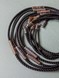 Шнурок ювелирный черный жгут "Спаси и Сохрани" с серебром с чернением с позолотой (3,5 мм) ШП1/3,5-60-DR 60 см, 60