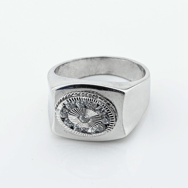 Мужское серебряное кольцо с фианитами k111899, 19 размер